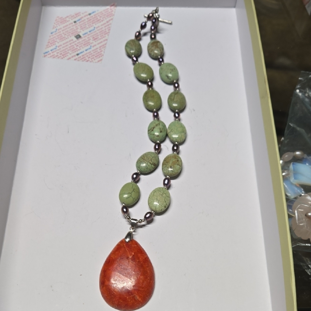 Elegant Green and Orange Necklace